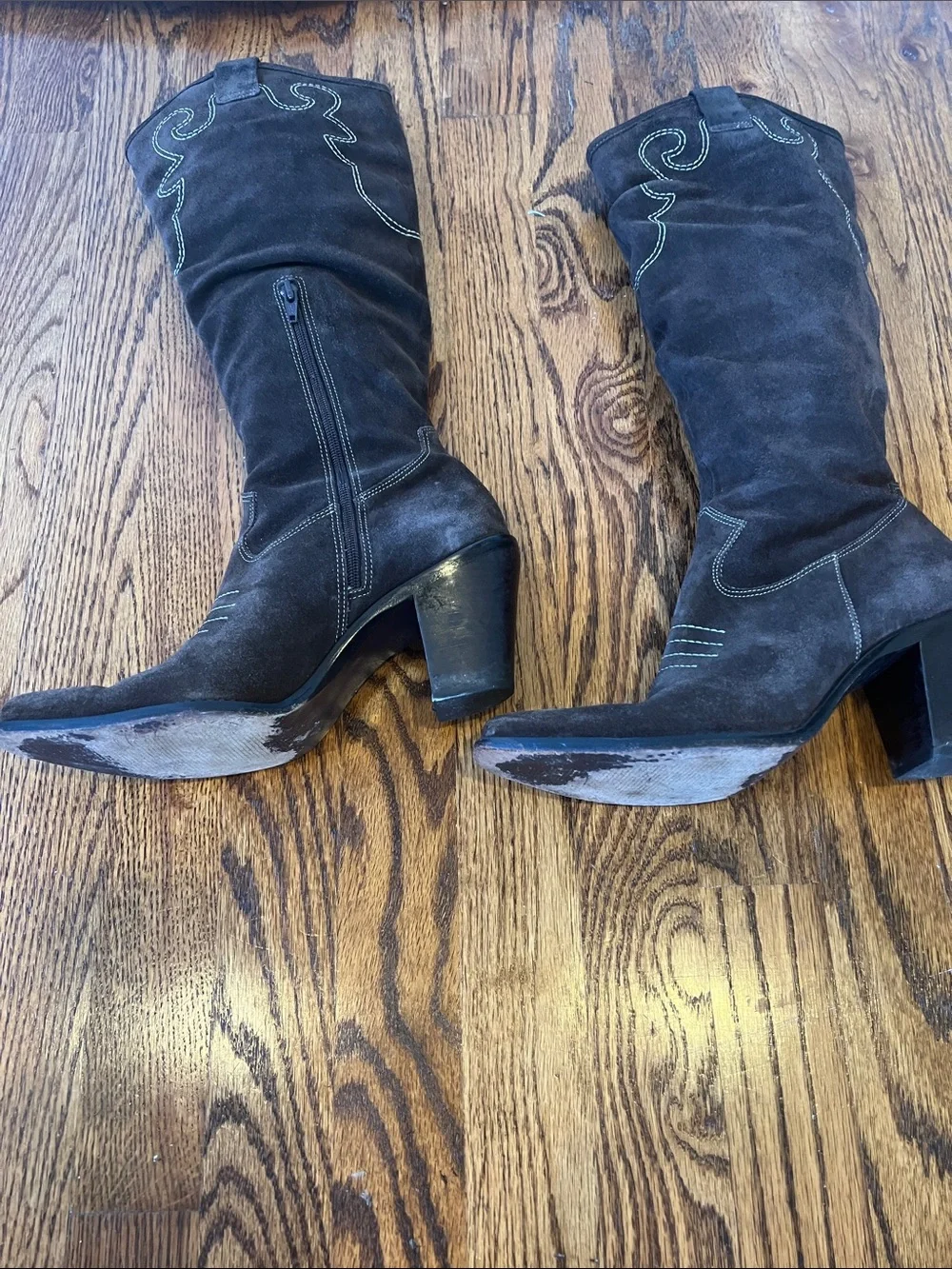 Women's Brown Suede Over-the-Knee Western Boots